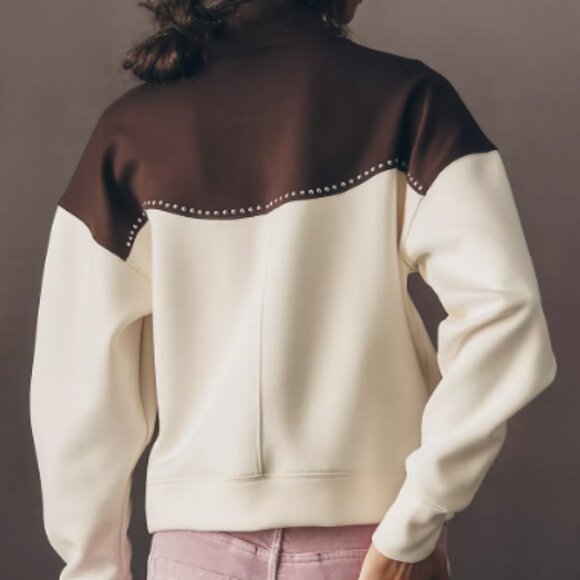 NWT Anthropologie Studded Half-Zip Sweatshirt Size M - Picture 2 of 7